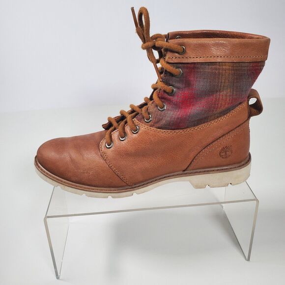 Timberland Women's Boots Size 8 Brown Leather Pendleton Bramhall Plaid Flannel - Picture 3 of 10